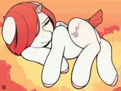 Size: 720x540 | Tagged: safe, artist:sugarelement, oc, oc only, oc:red cherry, pegasus, pony, animated, cloud, cloud bed, dusk, gif, photo, sleeping, solo