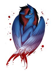 Size: 2080x2882 | Tagged: safe, artist:emalajissda, oc, oc only, pegasus, pony, blood, bust, high res, pegasus oc, simple background, solo, transparent background, wings