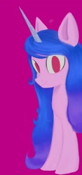 Size: 1520x3256 | Tagged: safe, artist:iron curtain, izzy moonbow, pony, unicorn, g5, gradient mane, looking at you, pink background, simple background, smiling, solo