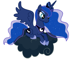 Size: 5000x4032 | Tagged: safe, artist:misterlolrus, princess luna, alicorn, pony, g4, cloud, crown, female, jewelry, mare, regalia, simple background, solo, transparent background, vector