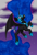 Size: 3750x5500 | Tagged: safe, artist:iron curtain, nightmare moon, alicorn, pony, g4, absurd resolution, cloud, female, long hair, long tail, mare, night, raised hoof, solo, spread wings, stars, wings