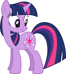 Size: 9000x10048 | Tagged: safe, artist:myardius, twilight sparkle, pony, unicorn, g4, absurd resolution, female, looking back, mare, simple background, smiling, transparent background, unicorn twilight, vector