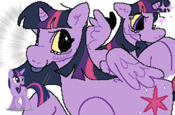 Size: 750x496 | Tagged: safe, artist:spac3chann3l5, twilight sparkle, alicorn, pony, unicorn, g4, female, mare, simple background, twilight sparkle (alicorn), unicorn twilight