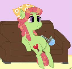 Size: 1785x1713 | Tagged: safe, artist:lightlemon, tree hugger, earth pony, pony, g4, bong, couch, solo