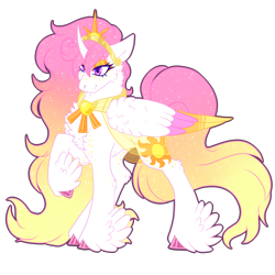 Size: 3000x3000 | Tagged: safe, artist:gingygin, princess celestia, pony, g4, alternate design, colored wings, feathered fetlocks, high res, multicolored wings, raised hoof, simple background, solo, transparent background, wings