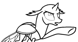 Size: 1041x565 | Tagged: safe, artist:agdapl, oc, oc only, changedling, changeling, g4, base, changedling oc, changeling oc, lineart, monochrome, raised hoof, simple background, solo, white background