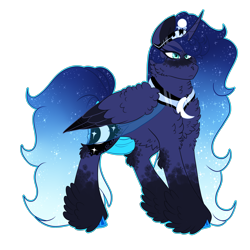 Size: 3000x3000 | Tagged: safe, artist:gingygin, princess luna, pony, g4, alternate design, fluffy, high res, simple background, solo, transparent background, two toned wings, wings