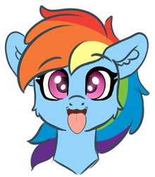 Size: 2151x2447 | Tagged: safe, artist:yelowcrom, rainbow dash, pegasus, pony, g4, bust, cheek fluff, cute, dashabetes, ear fluff, female, high res, looking at you, mare, open mouth, simple background, solo, tongue out, transparent background