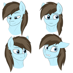 Size: 2000x2000 | Tagged: safe, artist:astrum, oc, oc only, oc:calm wind, pegasus, pony, aside glance, bust, digital art, expressions, head down, head only, high res, looking down, male, nervous, pegasus oc, smiling, solo, sweat