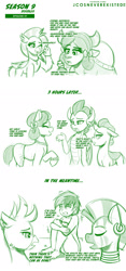 Size: 960x2057 | Tagged: safe, artist:jcosneverexisted, gallus, ocellus, sandbar, silverstream, smolder, yona, zecora, dragon, griffon, hippogriff, human, pony, g4, she's all yak, ass, butt, cold, dialogue, eyes closed, female, gritted teeth, hugging leg, humanized, implied yonabar, mare, monochrome, nudity, one eye closed, parody, ponified, pony yona, potion, season 9 doodles, shrek, shrek 2, sitting, species swap, student six, text, transformation