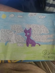 Size: 2448x3264 | Tagged: safe, artist:iloveponies, oc, oc only, alicorn, pony, unicorn, alicorn oc, high res, horn, photo, plane, signature, speech, speech bubble, talking, traditional art, wings