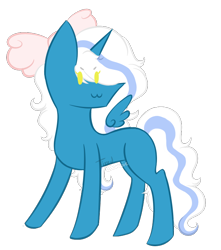Size: 680x770 | Tagged: safe, artist:tiredzombi, oc, oc:fleurbelle, alicorn, pony, alicorn oc, bow, female, hair bow, horn, mare, owo, simple background, transparent background, wings, yellow eyes