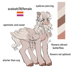 Size: 1763x1710 | Tagged: safe, artist:birdbiscuits, oc, oc only, oc:azaleah, pegasus, pony, female, mare, reference sheet, solo