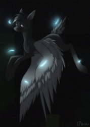 Size: 1280x1801 | Tagged: safe, artist:ajaxorsomething, oc, oc only, pegasus, pony, augmented tail, male, monochrome, neo noir, partial color, solo, stallion
