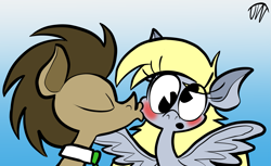 Size: 1575x962 | Tagged: safe, artist:joeywaggoner, derpy hooves, doctor whooves, time turner, earth pony, pegasus, pony, g4, :o, angry birds, blushing, cartoons greatest toons, cheek kiss, eyes closed, female, kissing, male, mare, mummy red girl is red, mummy she pushed red, open mouth, pac-man eyes, phineas and ferb, rugrats, ship:doctorderpy, shipping, spread wings, stallion, straight, teen titans go, wingboner, wings, yo gabba gabba!
