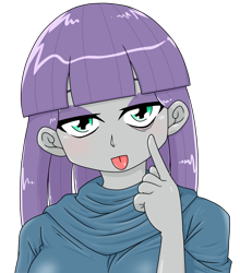 Size: 1144x1300 | Tagged: safe, artist:batipin, maud pie, equestria girls, g4, akanbe, bust, cute, female, looking at you, maudabetes, simple background, solo, tongue out, transparent background