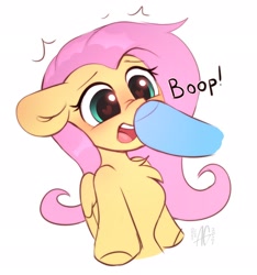 Size: 2124x2274 | Tagged: safe, alternate version, artist:argigen, fluttershy, rainbow dash, pegasus, pony, rcf community, boop, chest fluff, chibi, cute, disembodied hoof, female, floppy ears, heart eyes, high res, mare, offscreen character, open mouth, shyabetes, simple background, solo focus, white background, wingding eyes