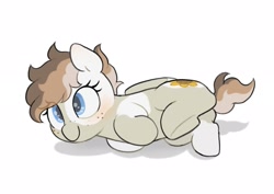 Size: 2048x1446 | Tagged: safe, artist:mochi_nation, oc, oc only, oc:sunrich maron, pegasus, pony, cute, female, filly, freckles, lying down, ocbetes, on side, simple background, solo, white background