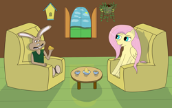 Size: 4650x2916 | Tagged: safe, artist:drakang, fluttershy, pegasus, pony, rabbit, g4, animal, cheese, female, food, mare, tea, wallace and gromit