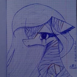 Size: 1080x1080 | Tagged: safe, artist:shards_of_black_glass, oc, oc only, earth pony, pony, bandage, bust, crying, earth pony oc, eyelashes, solo, traditional art