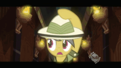 Size: 1280x720 | Tagged: safe, screencap, daring do, crocodile, pegasus, pony, reptile, g4, read it and weep, season 2, absurd file size, animated, bipedal, booby trap, dodge, female, floppy ears, hub logo, jumping, letterboxing, mare, running, solo, talking, walking, webm, widescreen