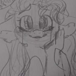 Size: 1022x1021 | Tagged: safe, artist:cocolove2176, fluttershy, pegasus, pony, g4, bust, crying, female, grayscale, lineart, mare, monochrome, tears of joy, traditional art, wings