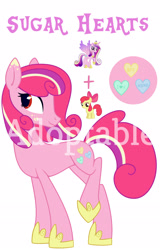 Size: 1610x2515 | Tagged: safe, artist:starlight-j, apple bloom, princess cadance, oc, alicorn, earth pony, pony, g4, adoptable, auction, base used, clothes, earth pony oc, female, filly, fusion, high res, mare, obtrusive watermark, shoes, simple background, watermark