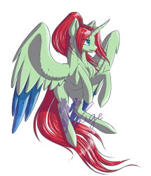 Size: 2000x2325 | Tagged: safe, artist:koolcatloveanimals, oc, oc only, oc:wysteria, alicorn, pony, alicorn oc, high res, horn, solo, watermark, wings
