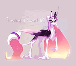 Size: 1280x1111 | Tagged: safe, artist:sugaryicecreammlp, twilight sparkle, alicorn, pony, g4, alternate design, concave belly, gray background, simple background, slender, solo, thin, twilight sparkle (alicorn)