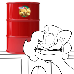 Size: 3000x3000 | Tagged: safe, artist:tjpones, oc, oc only, oc:brownie bun, earth pony, pony, female, food, high res, looking at you, mare, mischievous, peanut butter, smiling, solo, that pony sure does love peanut butter