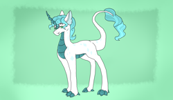 Size: 2555x1485 | Tagged: safe, artist:mayflower-mlp, oc, oc only, oc:seaspray, dracony, hybrid, fangs, interspecies offspring, male, offspring, parent:rarity, parent:spike, parents:sparity, solo