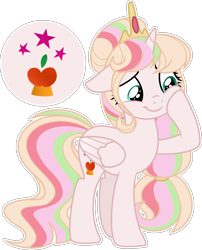 Size: 1091x1350 | Tagged: safe, artist:auroranovasentry, oc, oc only, oc:cosmic sunray, alicorn, pony, base used, female, magical lesbian spawn, mare, offspring, parent:applejack, parent:twilight sparkle, parents:twijack, simple background, solo, transparent background