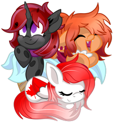Size: 2604x2765 | Tagged: safe, artist:tigresss, oc, oc only, oc:cinnamon dust, oc:eternia atine, oc:making amends, pegasus, pony, colored wings, commission, high res, trio, two toned wings, wings, ych result