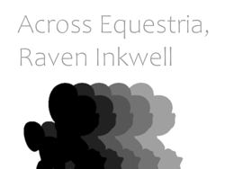 Size: 800x600 | Tagged: artist needed, safe, raven, earth pony, pony, fanfic:inkwells across equestria, g4, clipboard, clone, fanfic, fanfic art, fanfic cover, female, hair bun, mare, silhouette, simple background, white background