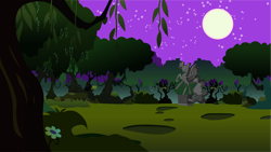 Size: 1190x672 | Tagged: safe, artist:hellswolfeh, nightmare moon, g4, luna eclipsed, season 2, background, everfree forest, full moon, moon, night, no pony, scenery, stars, statue