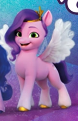 Size: 717x1104 | Tagged: safe, izzy moonbow, pipp petals, pegasus, pony, unicorn, g5, official, chubby, cropped, female, looking at you, mare, offscreen character, open mouth, smiling, solo