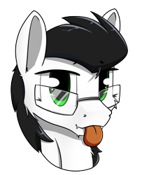 Size: 1694x2090 | Tagged: safe, artist:dacaoo, oc, oc only, oc:skysprinter, pony, :p, cute, fangs, glasses, icon, simple background, solo, tongue out, transparent background