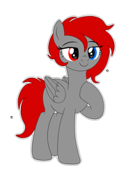 Size: 4500x5891 | Tagged: safe, artist:chip16, artist:sailorrainbow-bases, oc, oc only, oc:ruby gleam, pegasus, pony, commission, female, heterochromia, mare, pegasus oc, simple background, smiling, solo, white background, ych result