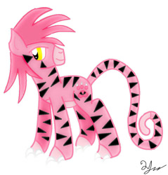 Size: 960x1006 | Tagged: safe, artist:mudmee-thai, cat, cat pony, original species, pony, male, pink panther, ponified, smiling, solo, stallion