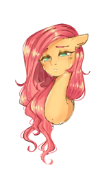 Size: 1004x1754 | Tagged: safe, artist:pecherpa, fluttershy, pegasus, pony, g4, ambiguous facial structure, bust, crying, simple background, solo, white background