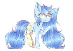 Size: 3000x2100 | Tagged: safe, artist:amber-art-918, oc, oc only, oc:dozy down, earth pony, pony, clothes, female, high res, mare, simple background, socks, solo, striped socks, transparent background