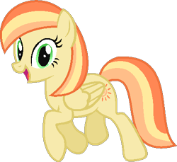 Size: 434x398 | Tagged: safe, artist:pegasski, oc, oc only, oc:sunset valley, pegasus, pony, g4, base used, eyelashes, female, folded wings, full body, green eyes, mare, multicolored mane, multicolored tail, open mouth, open smile, pegasus oc, show accurate, simple background, smiling, solo, tail, transparent background, wings
