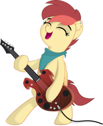 Size: 350x428 | Tagged: safe, artist:lumorn, oc, oc only, oc:aurora harmony, pegasus, pony, bipedal, everfree encore, eyes closed, female, guitar, happy, mascot, musical instrument, open mouth, simple background, solo, transparent background, vector