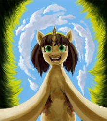 Size: 3614x4096 | Tagged: safe, artist:misstwipietwins, oc, oc:elinvar, pony, unicorn, looking at you, looking down, looking down at you, low angle