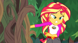 Size: 1920x1079 | Tagged: safe, screencap, sunset shimmer, equestria girls, g4, my little pony equestria girls: legend of everfree, camp everfree, camp everfree outfits, solo, vine