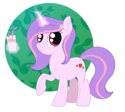 Size: 1871x1682 | Tagged: safe, artist:dyonys, oc, oc:strawberry milk, pony, unicorn, female, flower, flower in hair, mare, milk, raised hoof