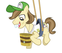 Size: 900x765 | Tagged: safe, hayseed turnip truck, earth pony, pony, g4, bucket, male, rope, simple background, solo, stallion, transparent background, vector