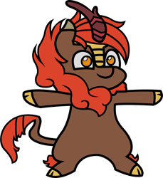 Size: 1289x1409 | Tagged: safe, editor:illusion, oc, oc only, oc:ember dawn, kirin, bipedal, cloven hooves, kirinpose, male, simple background, smiling, solo, t pose, transparent background, vector