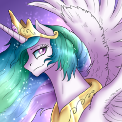 Size: 1000x1000 | Tagged: safe, artist:not-ordinary-pony, derpibooru exclusive, princess celestia, alicorn, pony, g4, abstract background, female, mare, smiling, solo