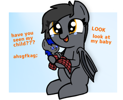 Size: 1096x896 | Tagged: safe, artist:two2sleepy, oc, oc only, oc:aubade, oc:dream vezpyre, oc:dream², pony, vampire, vampony, baby, crying, female, flannel, holding a pony, mother and child, mother and daughter, tears of joy